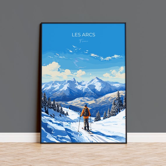 Les Arcs Wall Art Travel Poster Travel Print Of Les Arcs Ski Poster Les Arcs Art Gift France Ski Art Travel Gift