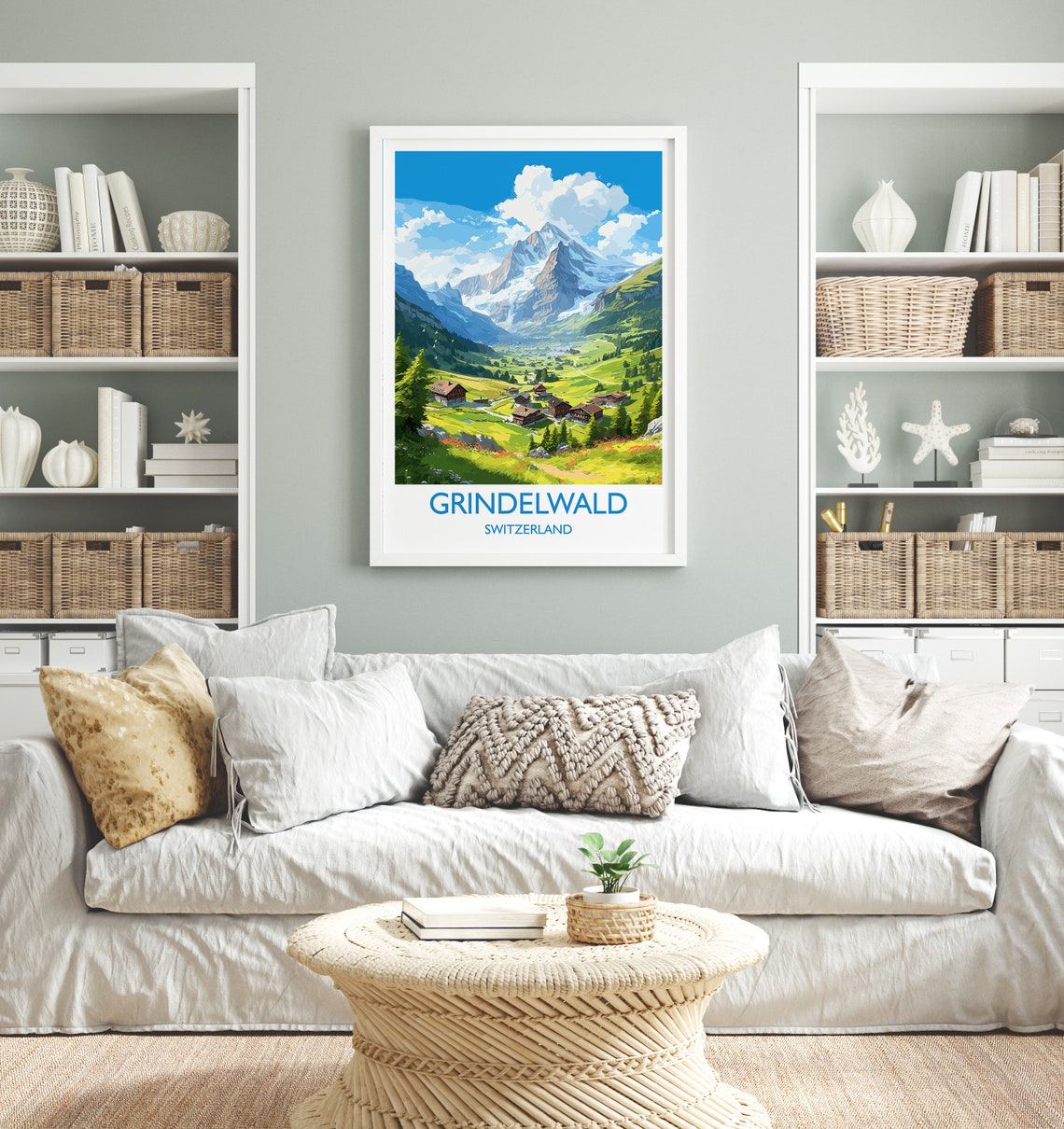 Grindelwald Switzerland Alpine Village Peaks Travel Poster Wall Decor - Image 4