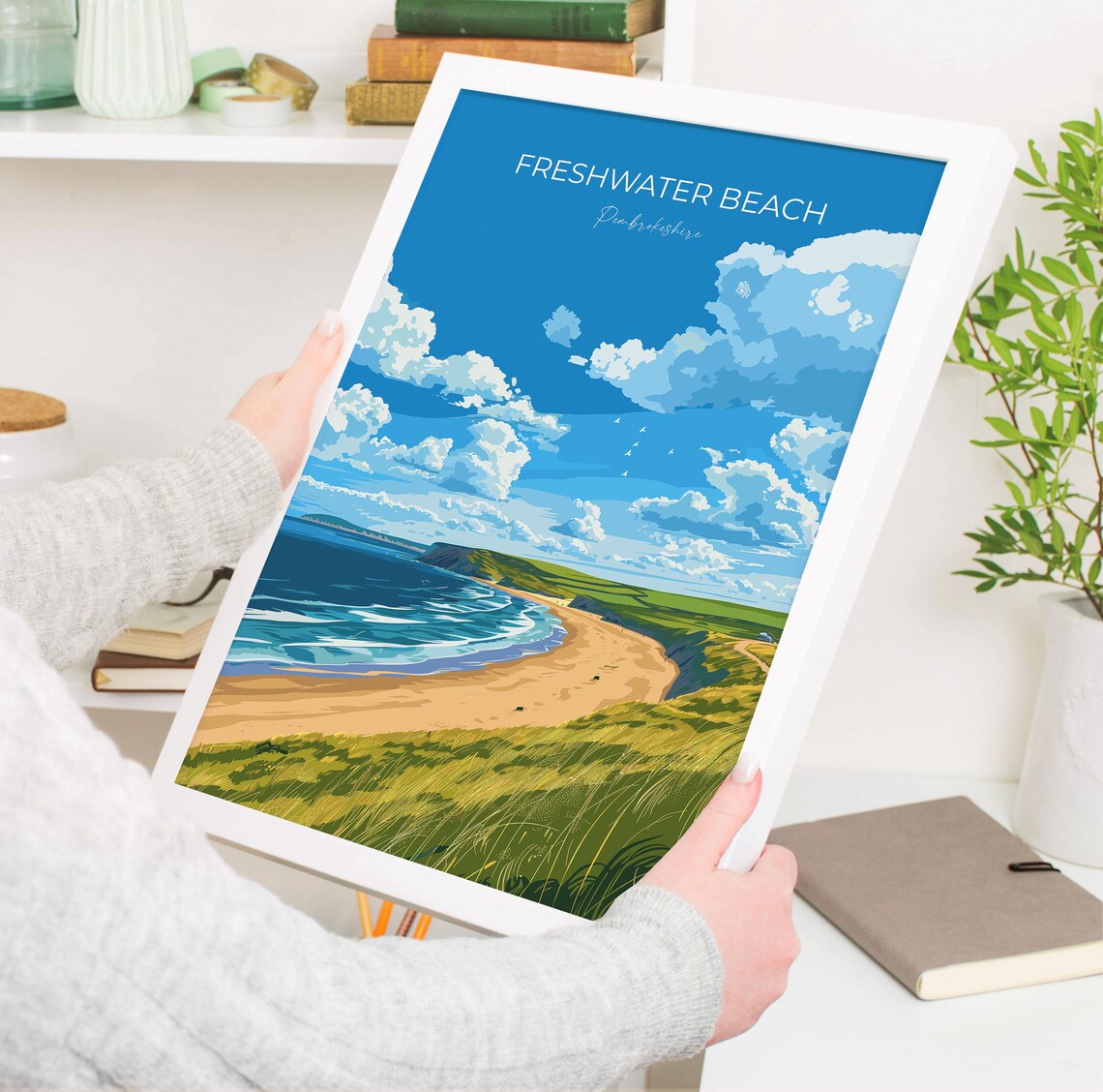Freshwater Beach, Wales Travel Poster, Pembrokeshire - Image 3