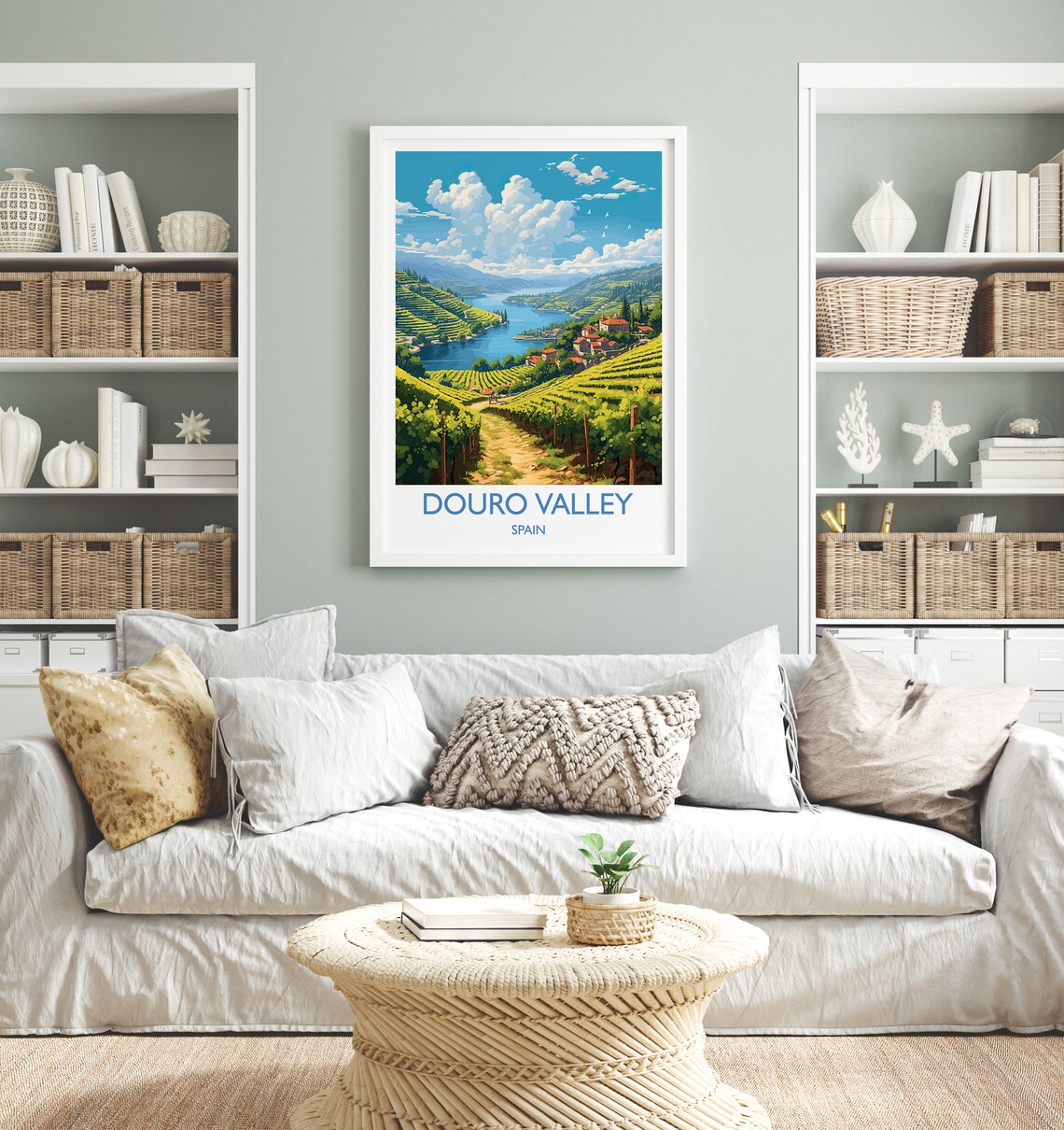 Douro Valley Spain Terraced Vineyards River Village Art Poster - Image 4