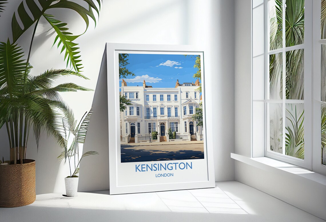 Kensington London Elegant White Victorian Townhouse Street Poster - Image 3