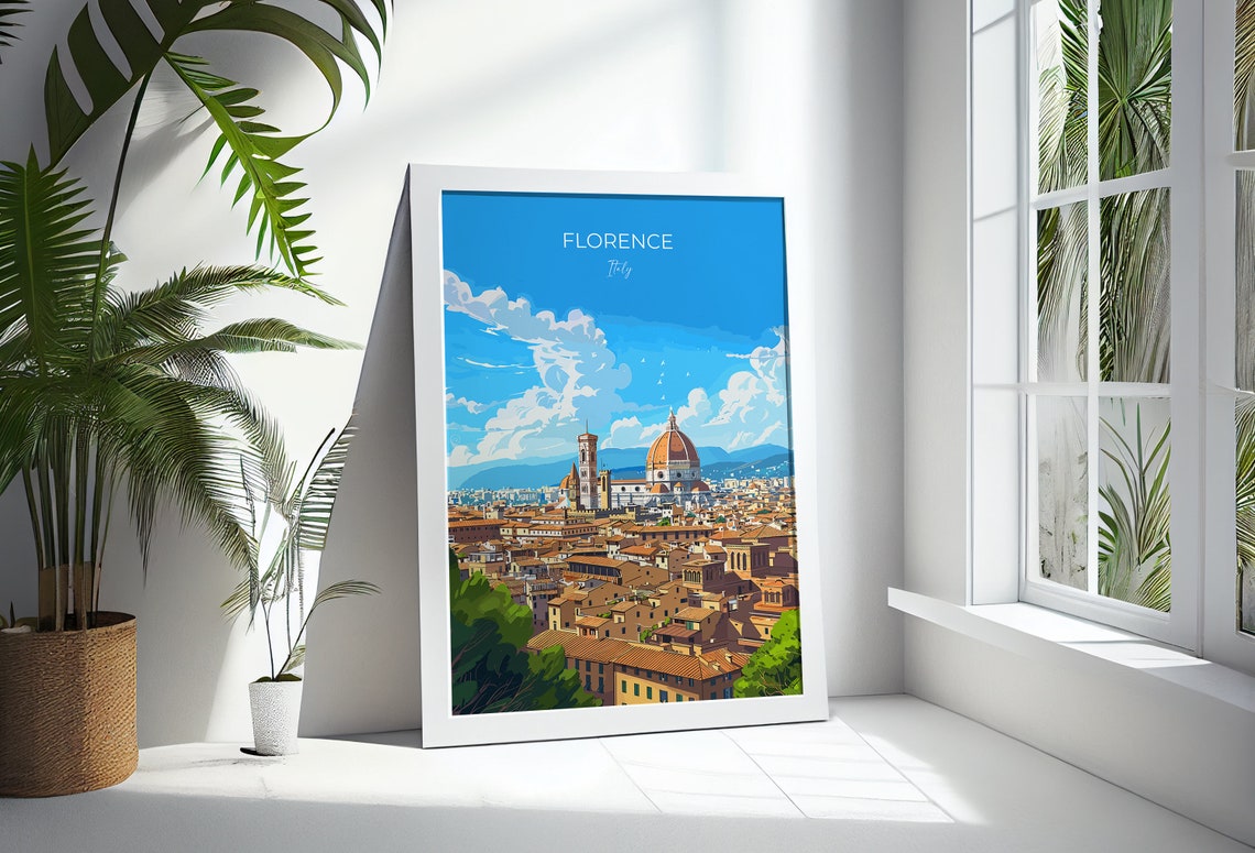 Florence Italy Duomo Red Dome Rooftops Skyline Travel Poster - Image 3