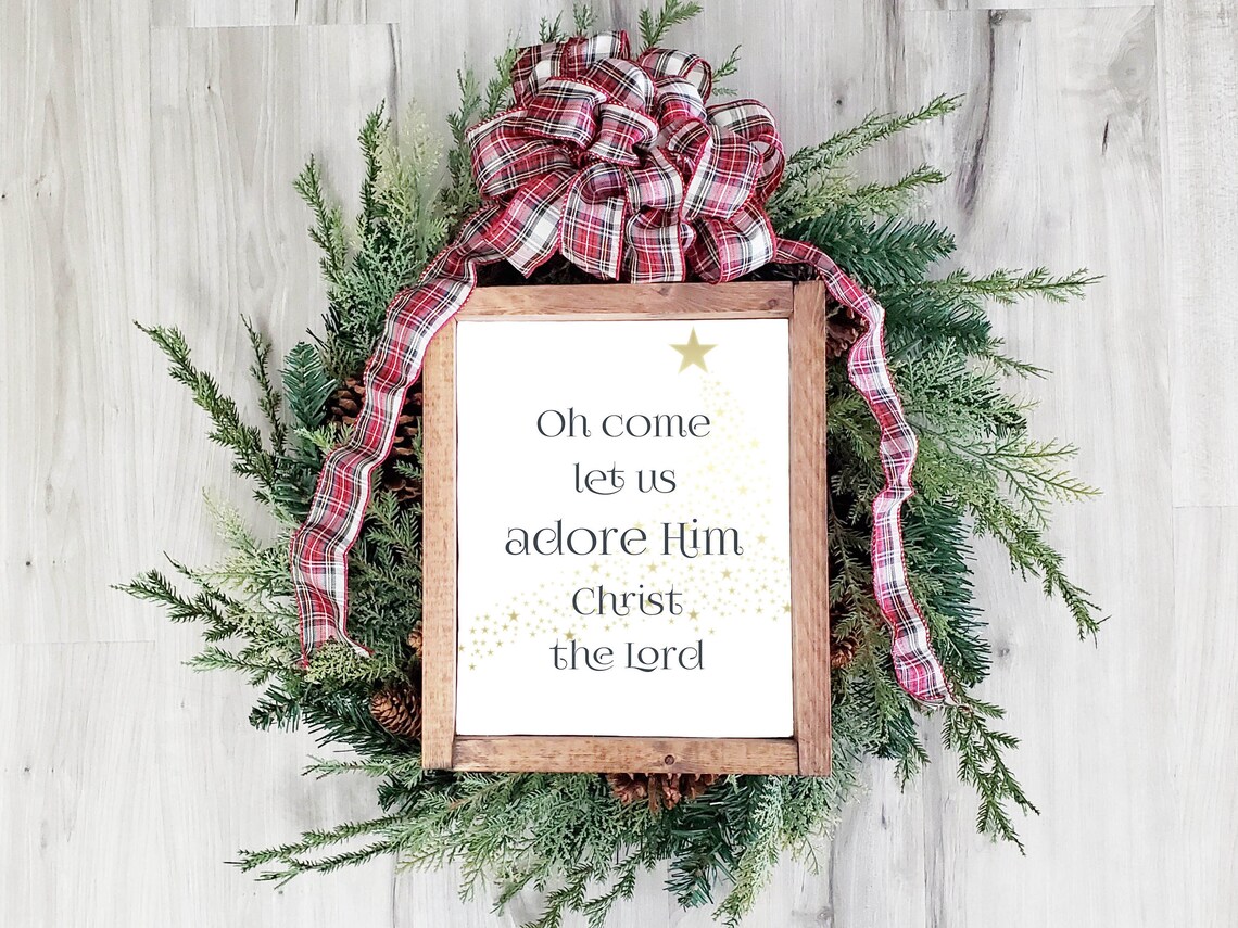 Oh Come Let Us Adore Him Christ the Lord Gold Star Christmas Poster - Image 3