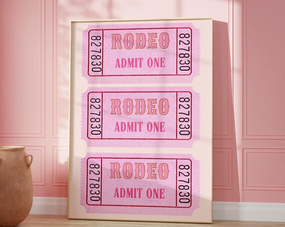 Pink Rodeo Admit One Ticket Stub Trio Preppy Western Room Poster