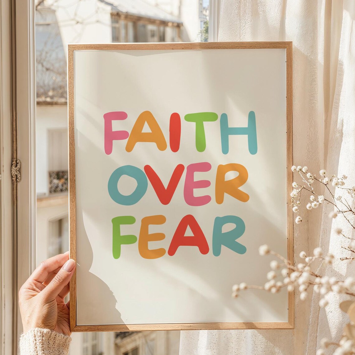 Faith Over Fear Colorful Bold Block Letters Christian Poster