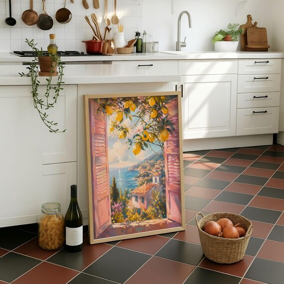 Amalfi Coast Lemon Tree Window View Mediterranean Italy Poster
