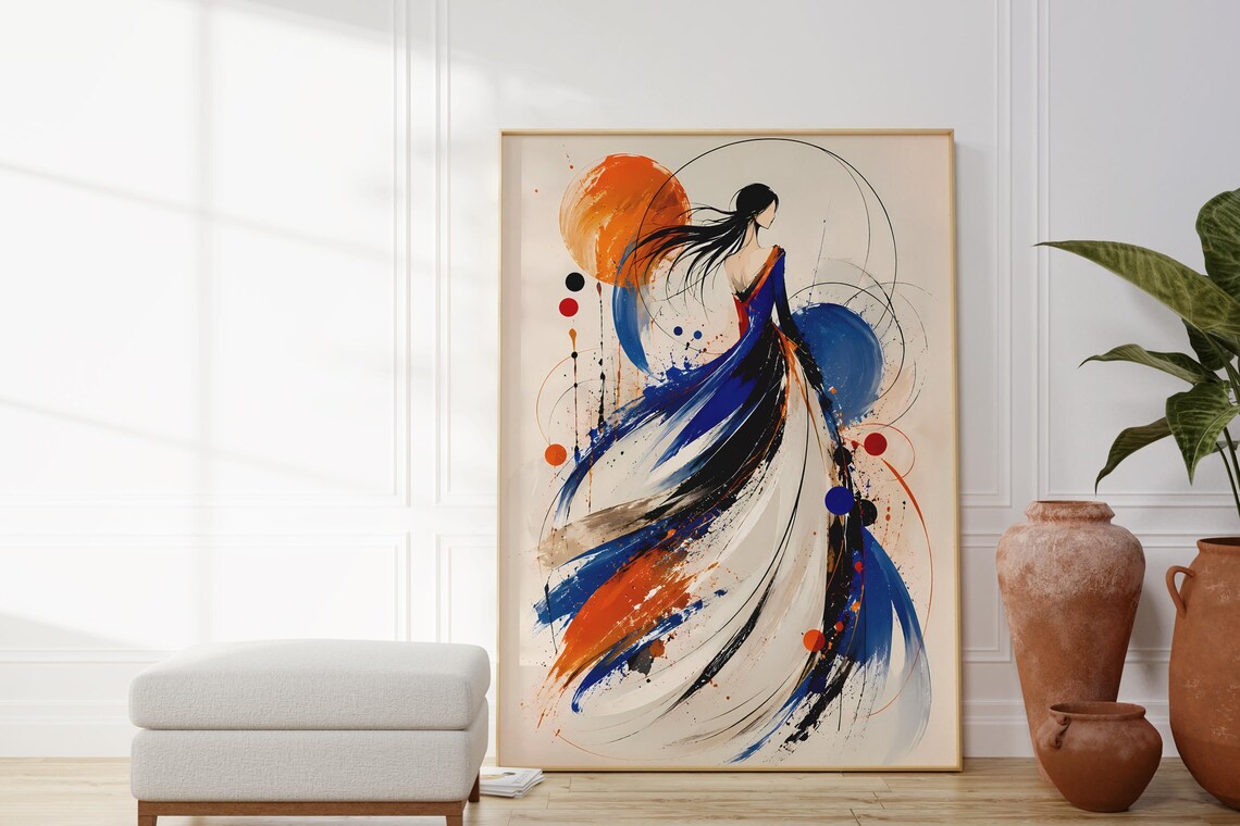 Abstract Fashion Illustration, Elegant Woman Art Print