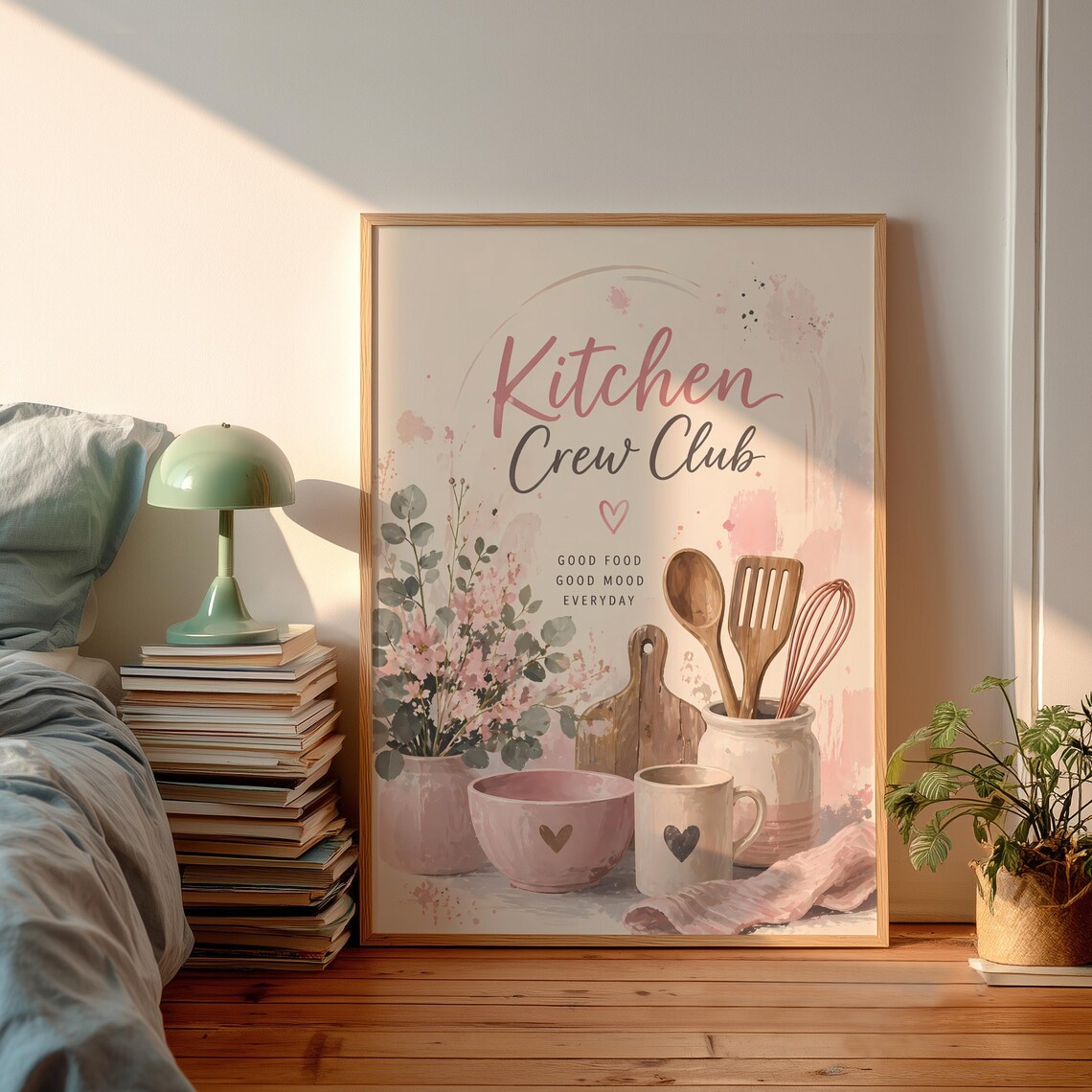 Kitchen Crew Club Poster, Shabby Chic Wall Art