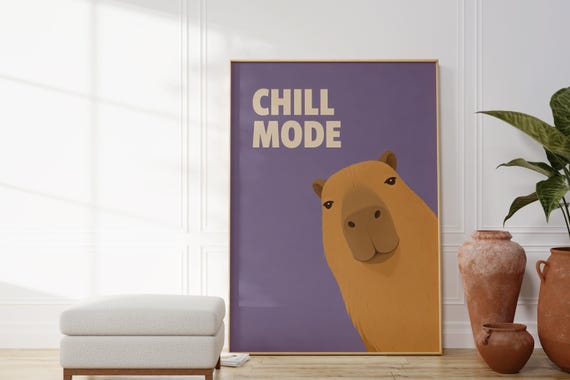 Capybara Poster, Retro Animal Wall Art