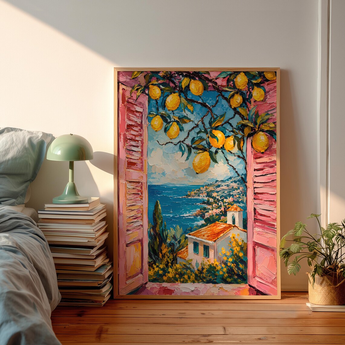 Amalfi Coast Lemon Poster, Mediterranean Window View