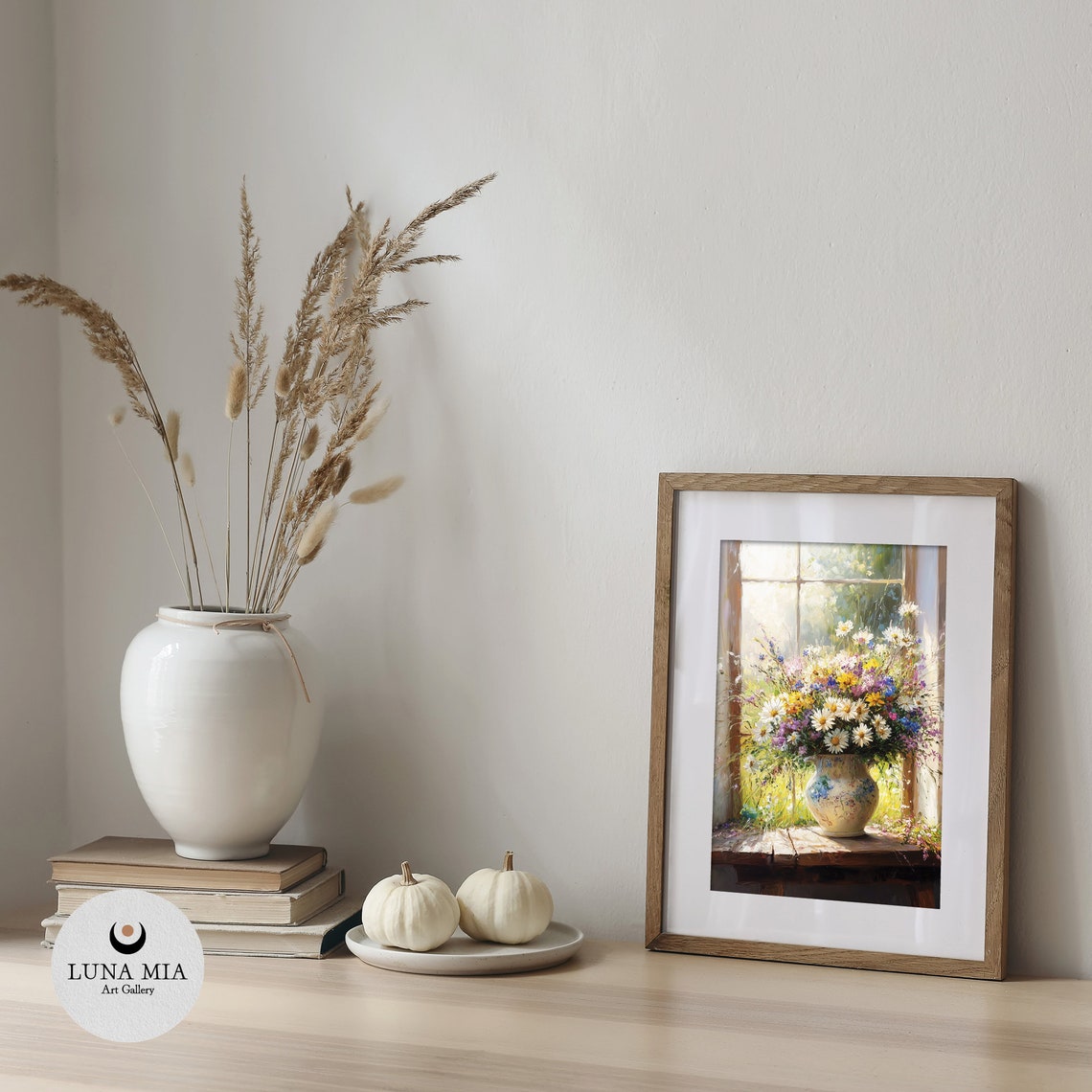 Fresh Daisy Wildflower Bouquet by Bright Sunlit Window Poster - Image 4