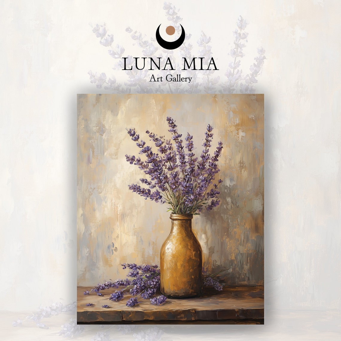 Fragrant Lavender in Amber Bottle Still Life Floral Art Poster - Image 2
