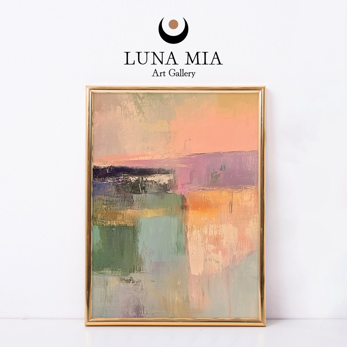 Soft Pastel Color Block Abstract Painting in Gentle Tones Poster