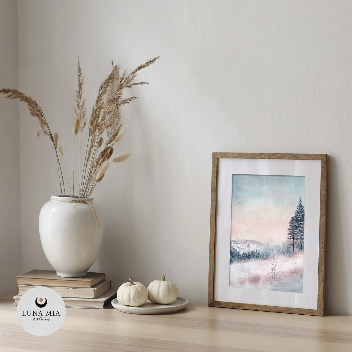 Pastel Snowy Winter Landscape With Pine Trees Watercolor Style Poster - Image 4