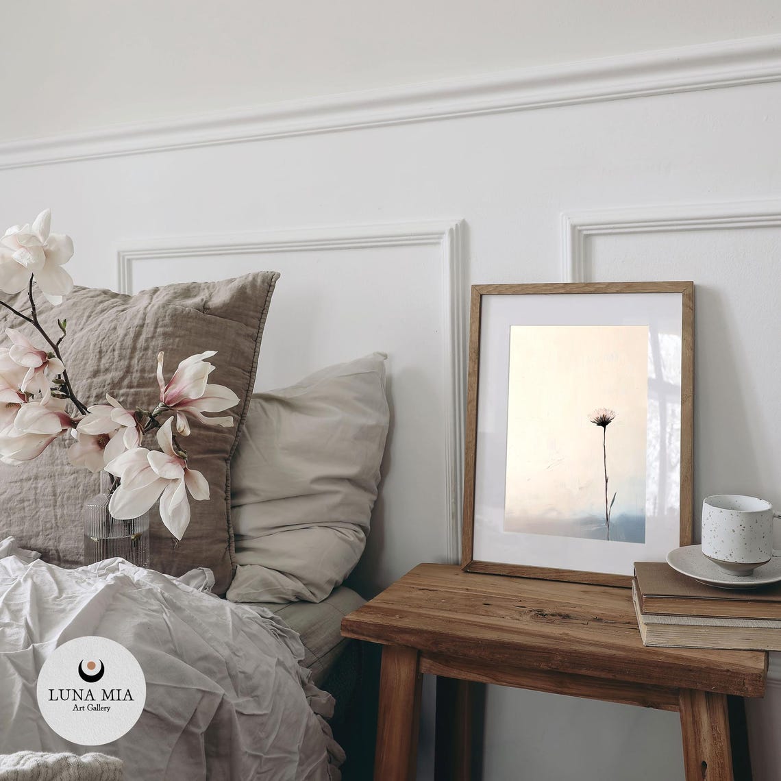 Minimalist Single Wildflower Stem On A Pale Cream Background Poster - Image 2