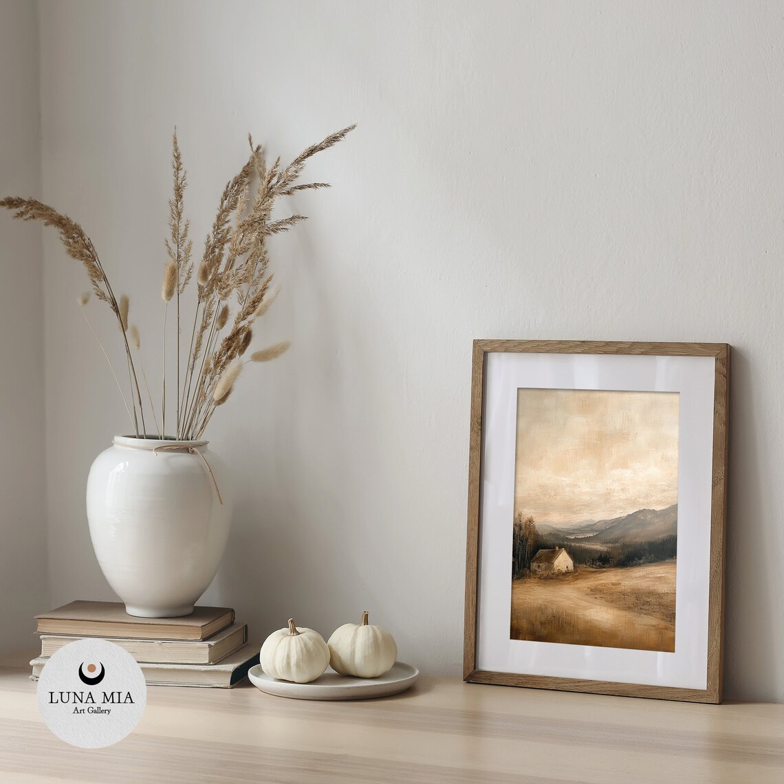 Lonely Sepia Cabin in Open Field Moody Mountain Landscape Poster - Image 5