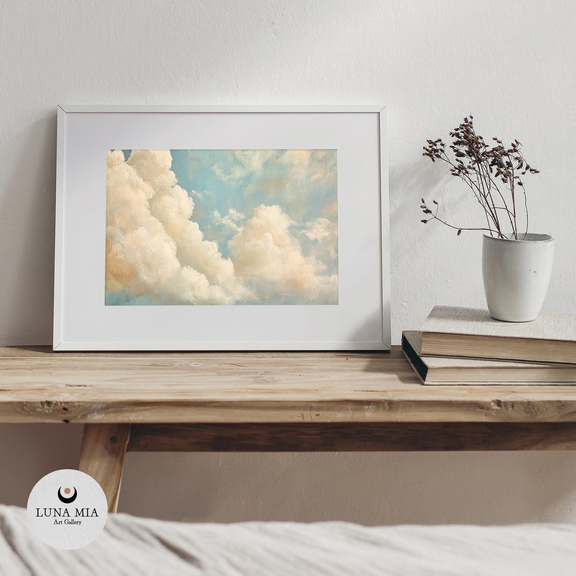 Serene Billowy Cream Clouds Across A Soft Blue Minimalist Sky Poster - Image 3