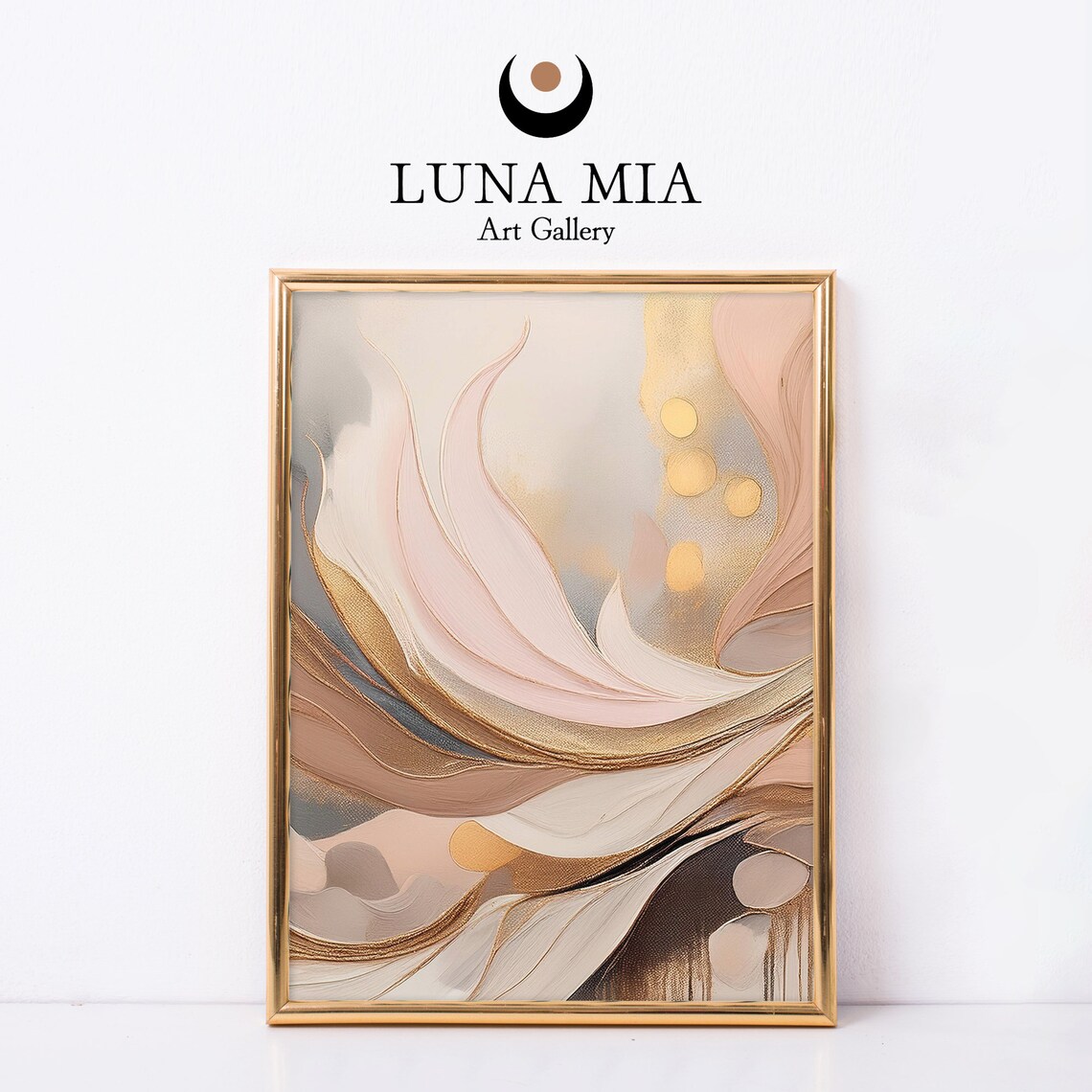 Blush Pink Rose Gold Flowing Petal Abstract Floral Art Poster