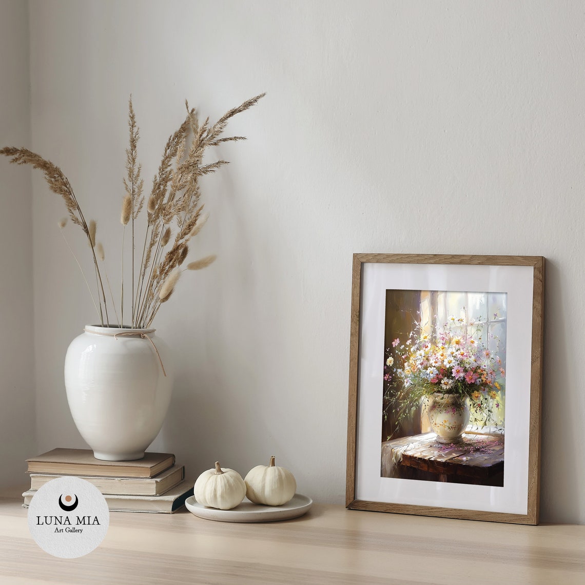 Lush Wildflower Bouquet in Vase Beside Sunlit Window Art Poster - Image 5