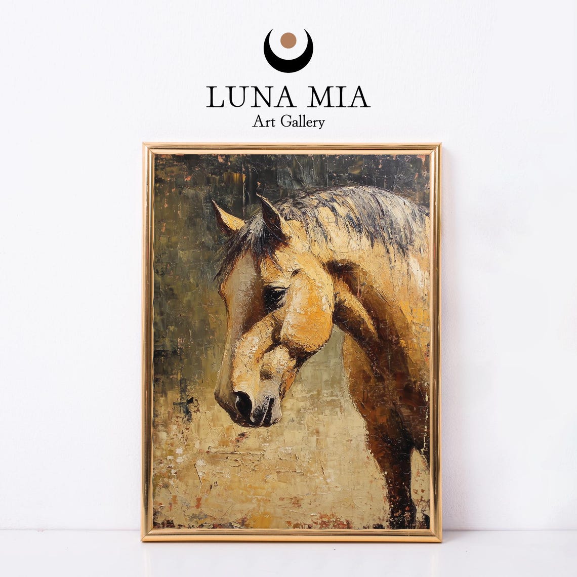 Brown Horse Head Profile Textured Impasto Oil Painting Art Poster