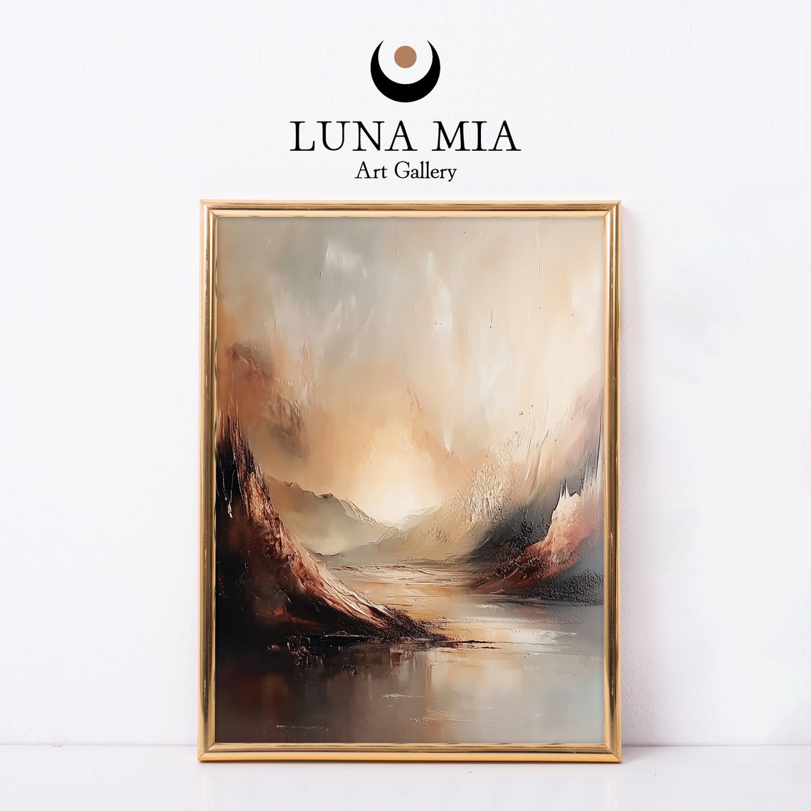 Dramatic Earthy Abstract Canyon With Glowing Light Art Poster
