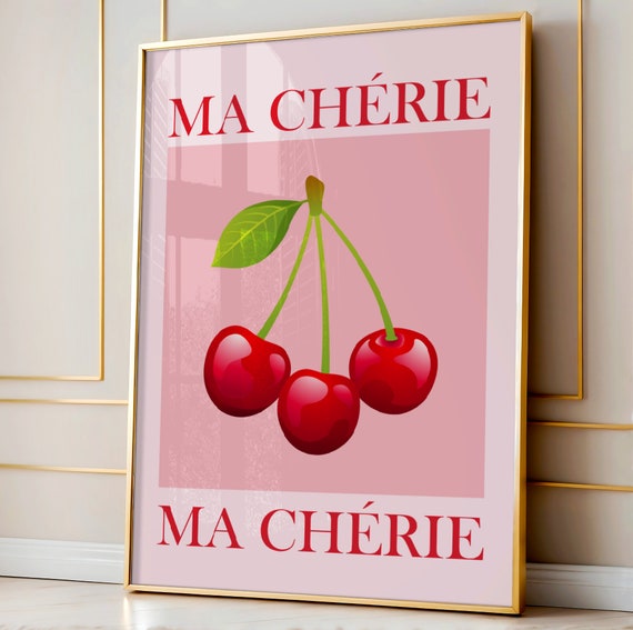 Cherry Poster Print Trendy Wall Art Vintage Decor Retro Home Funky