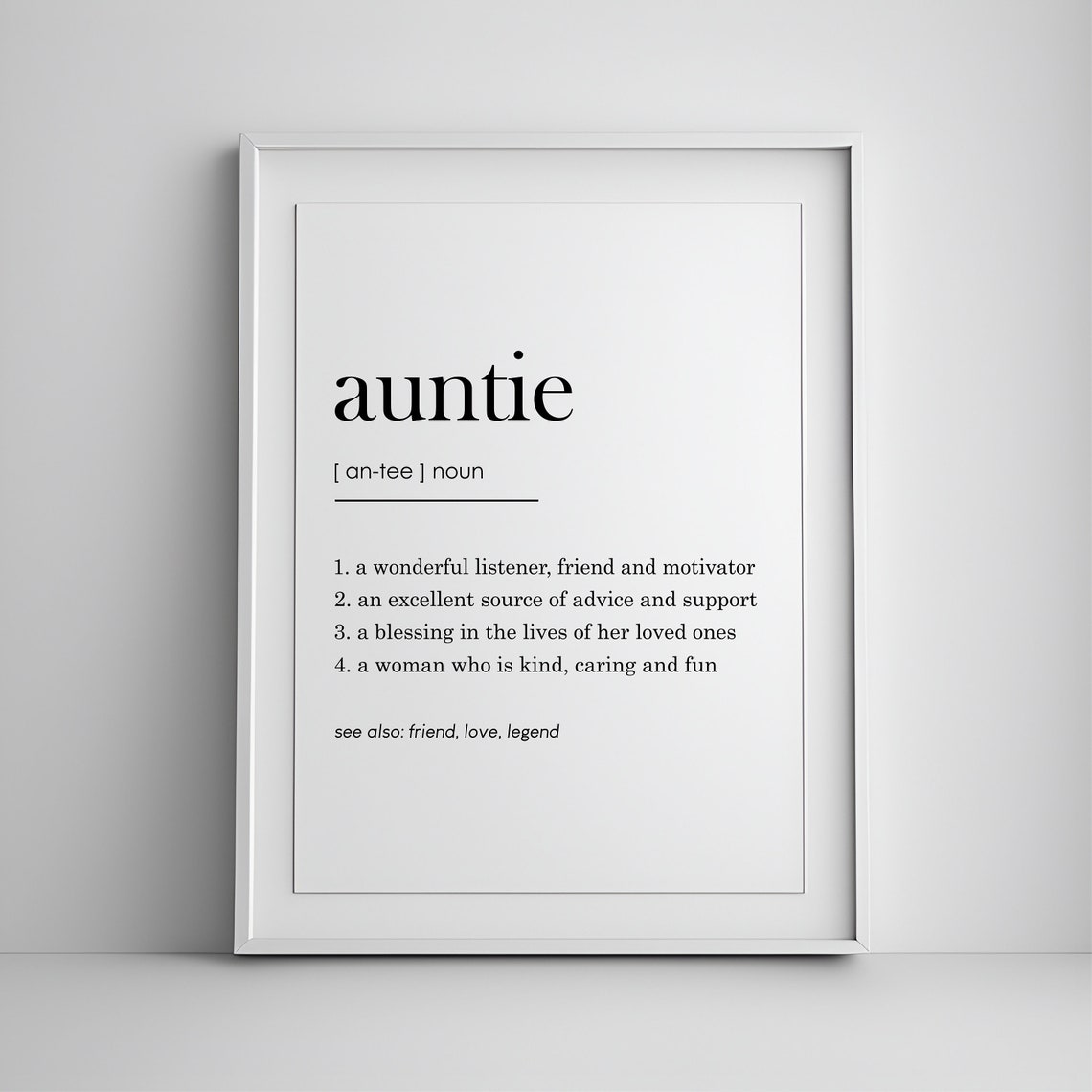 Auntie Definition Dictionary Style Family Love Gift Quote Poster