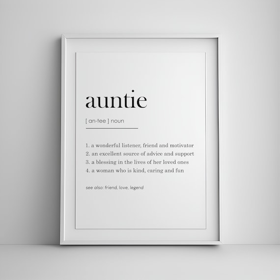 Auntie Definition Dictionary Style Family Love Gift Quote Poster