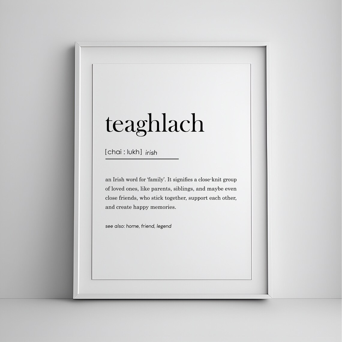 Teaghlach Irish Family Definition Poster Gaelic Word Art Home Heritage Decor
