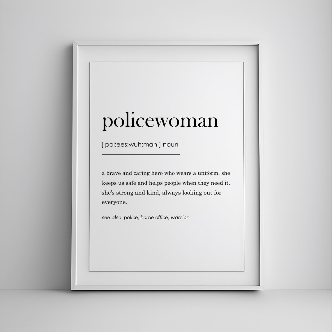 Policewoman Definition Dictionary Style Brave Hero Gift Poster