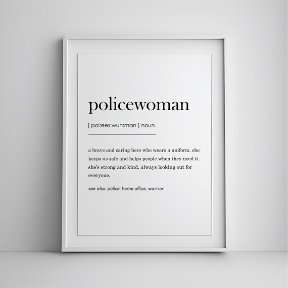 Policewoman Definition Dictionary Style Brave Hero Gift Poster