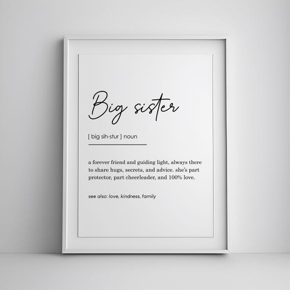 Big Sister Definition Poster, Gift For Her