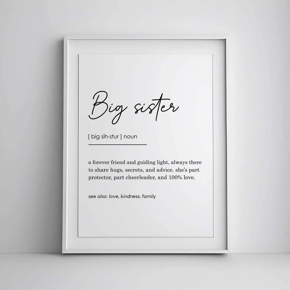 Big Sister Definition Poster, Gift For Her