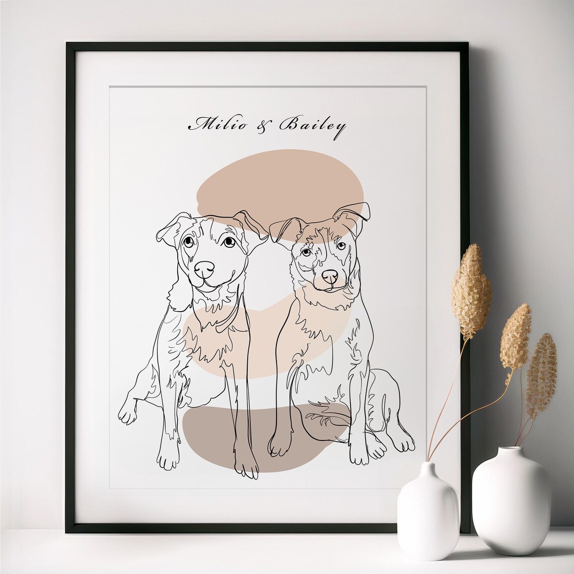 Reese Curly Puppy Line Art Cute Pet Portrait Illustration Poster - Image 2
