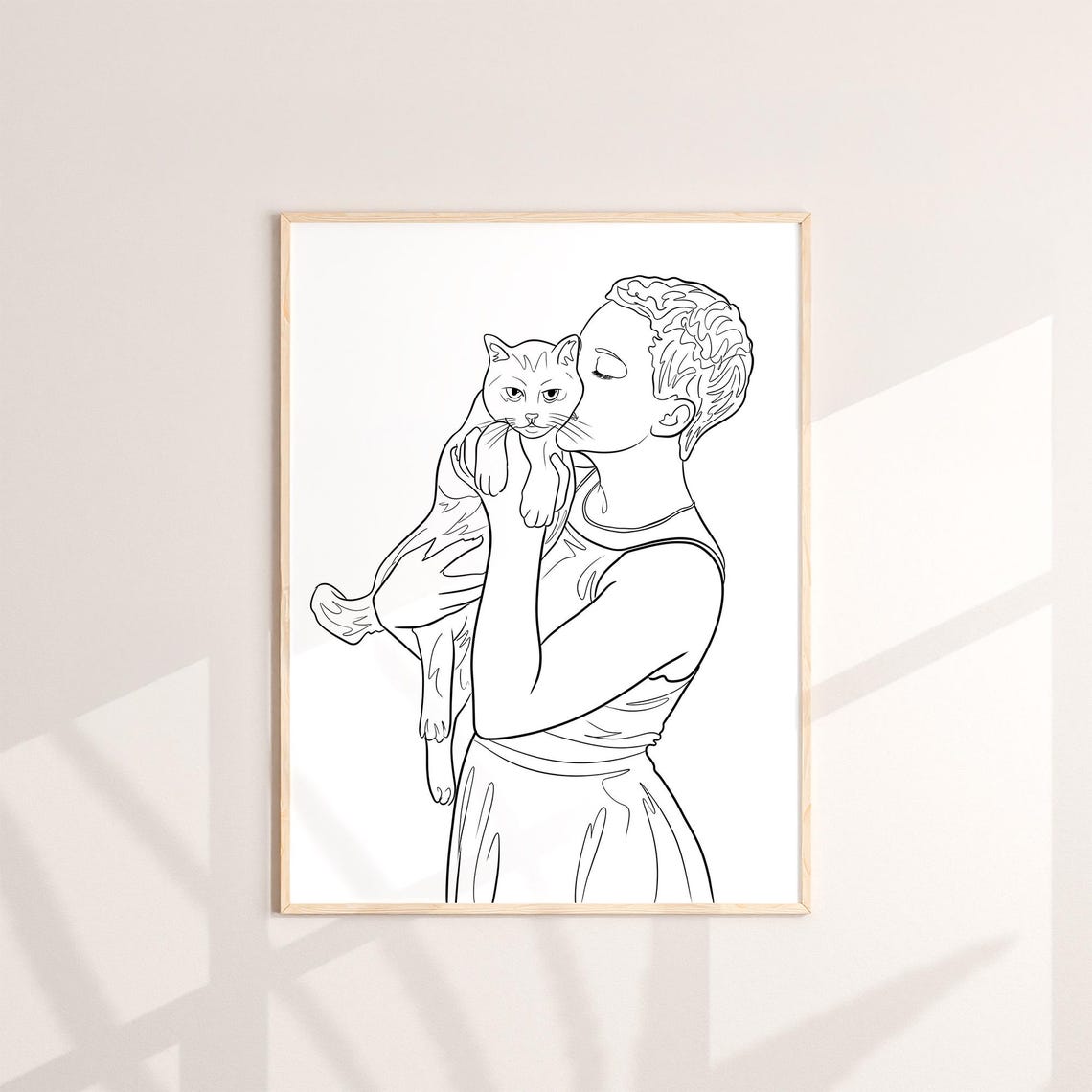 Smiling Couple Line Art Portrait with Heartburst Detail Poster - Image 2