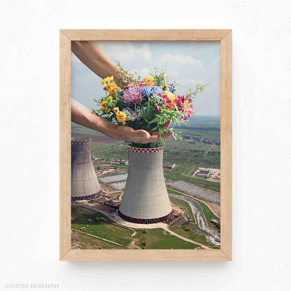 Surreal Flower Bouquet Art Print, Botanical Collage