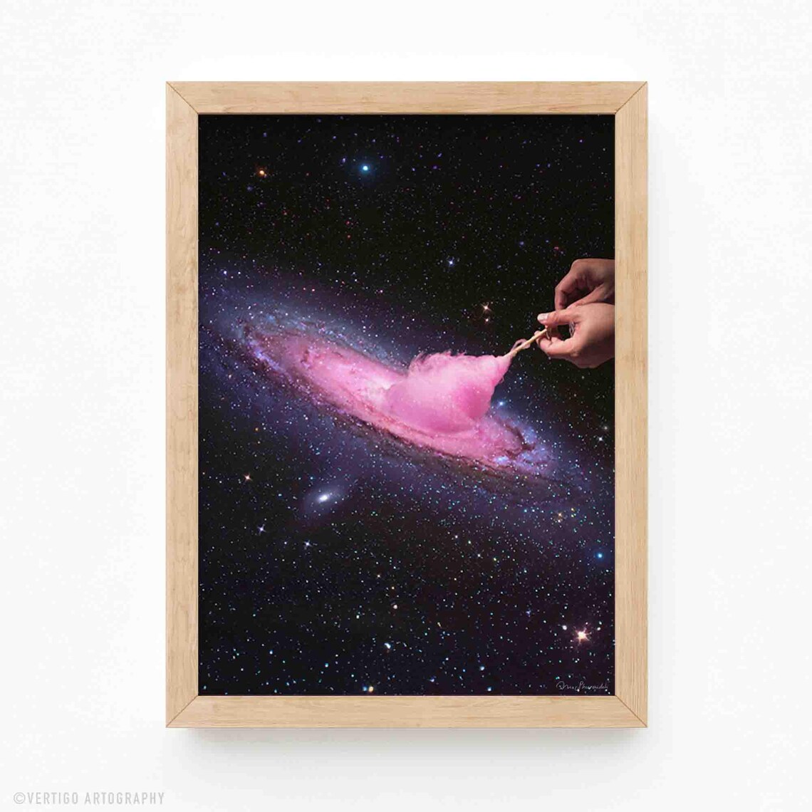Cosmic Cotton Candy Surreal Space Collage Art Print
