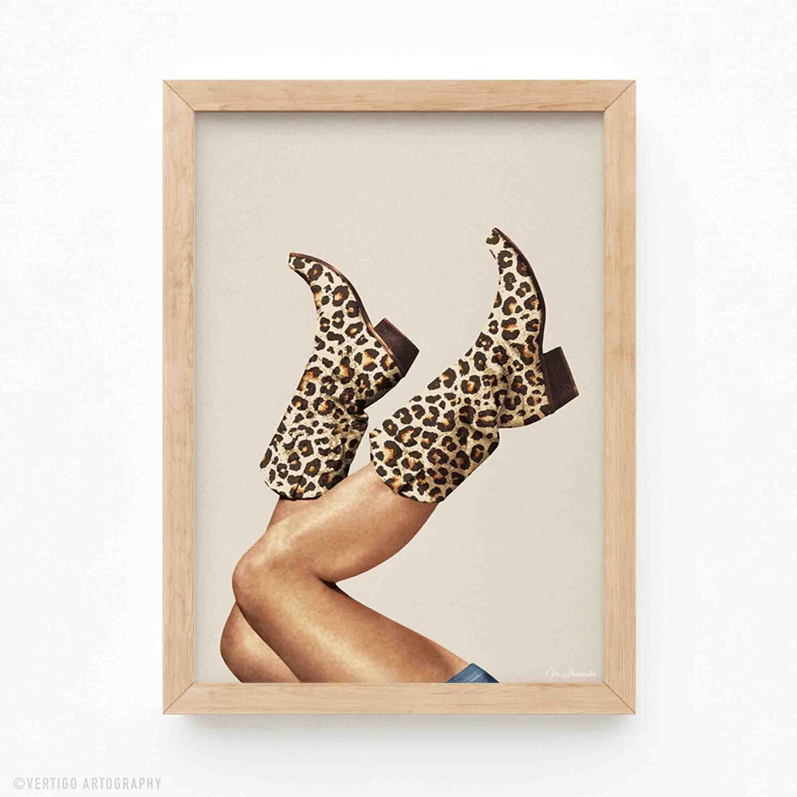 Leopard Cowgirl Art Print, Rodeo Wall Decor