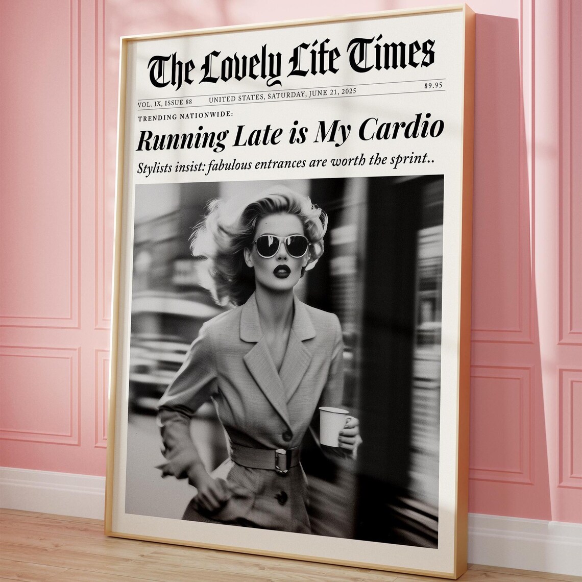 Trendy Girly Newspaper Retro Magazine Bathroom Art Print