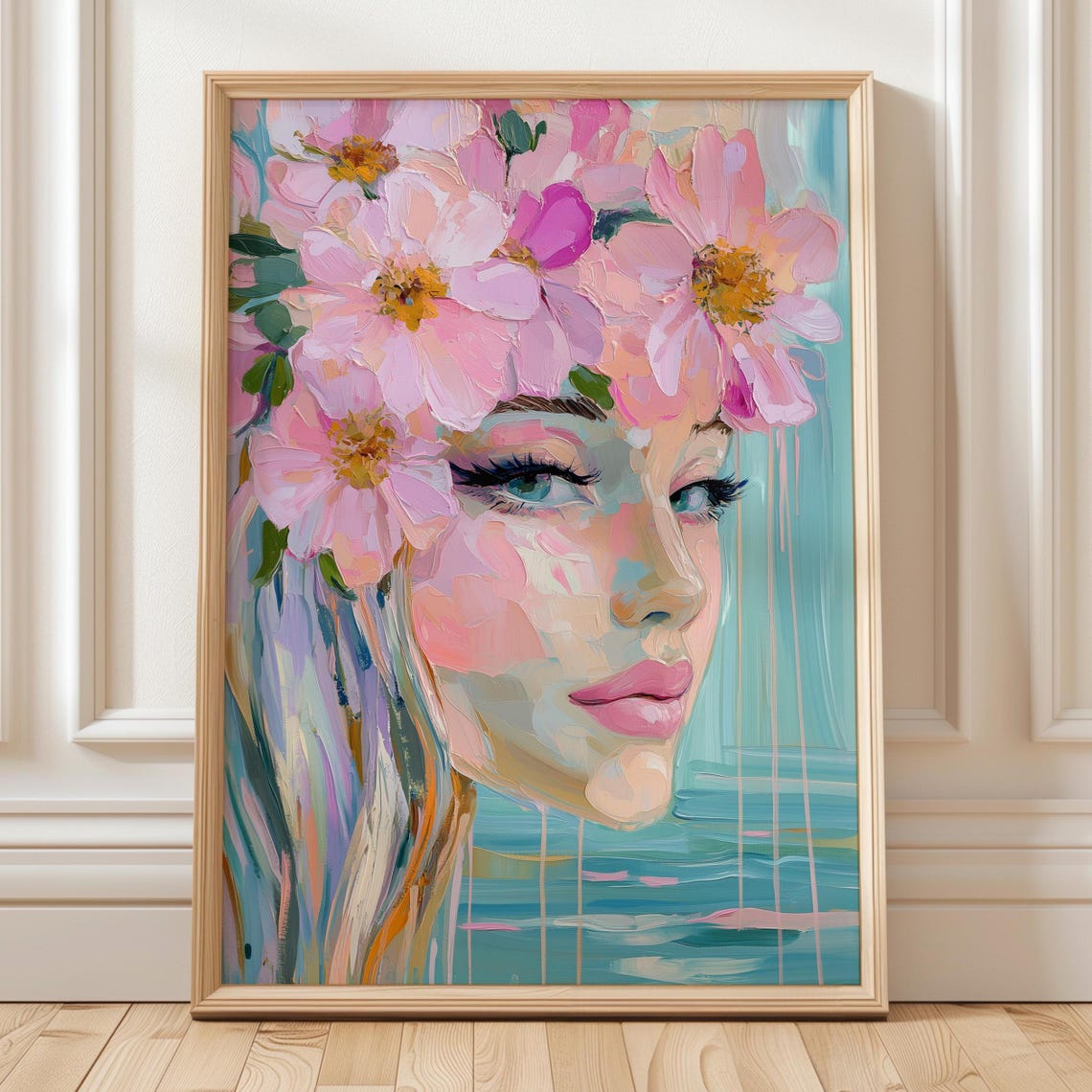 Girl With Flower Crown, Floral Poster