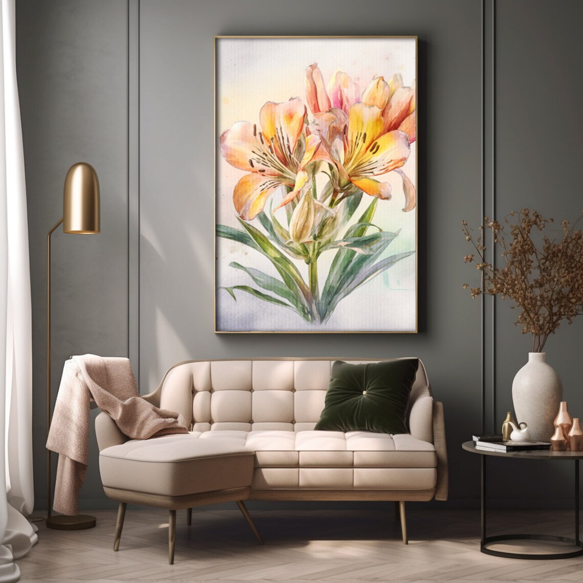 Alstroemeria Watercolor Painting, Realistic Peruvian Lily - Image 3