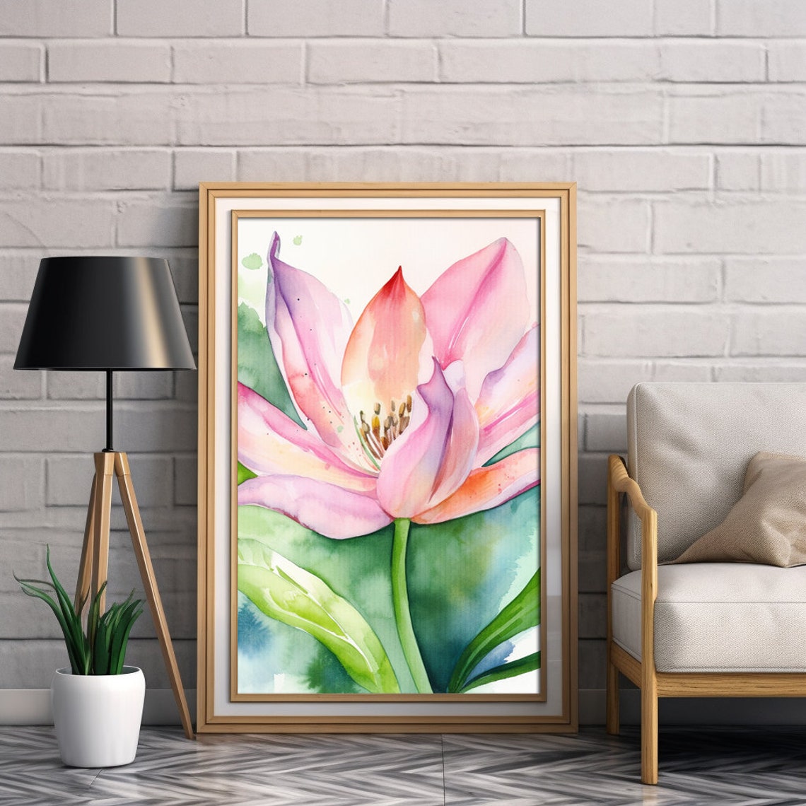 Pink Lily Flower Watercolor Art Print For Mothers Day Gift Watercolor Floral Painting For Birthday Present Lily Wall Art Flower Lovers - Image 2
