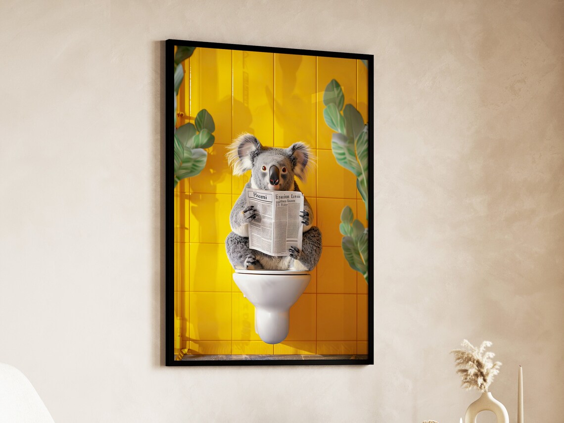 Koala Sitting On Toilet Funny Bathroom Art Print - Image 3