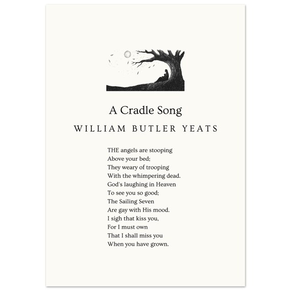 William Butler Yeats A Cradle Song Moonlit Tree Poem Text Poster
