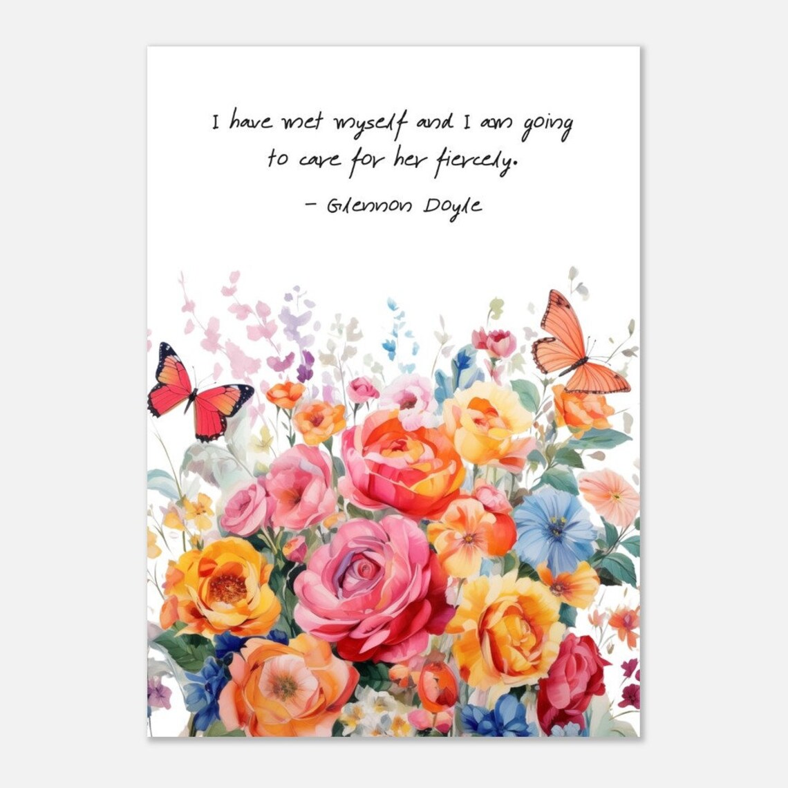 Glennon Doyle Butterfly Quote, Watercolor Floral Art Print - Image 3