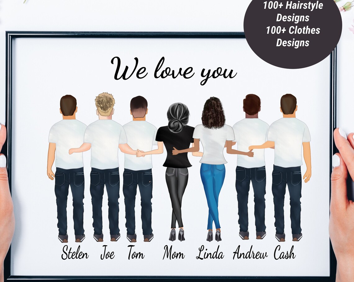 Personalized Family Portrait We Love You Custom Names Poster