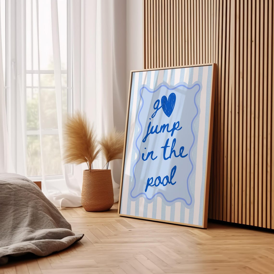Go Jump In The Pool Blue Script Pool Party Typography Wall Art - Image 2