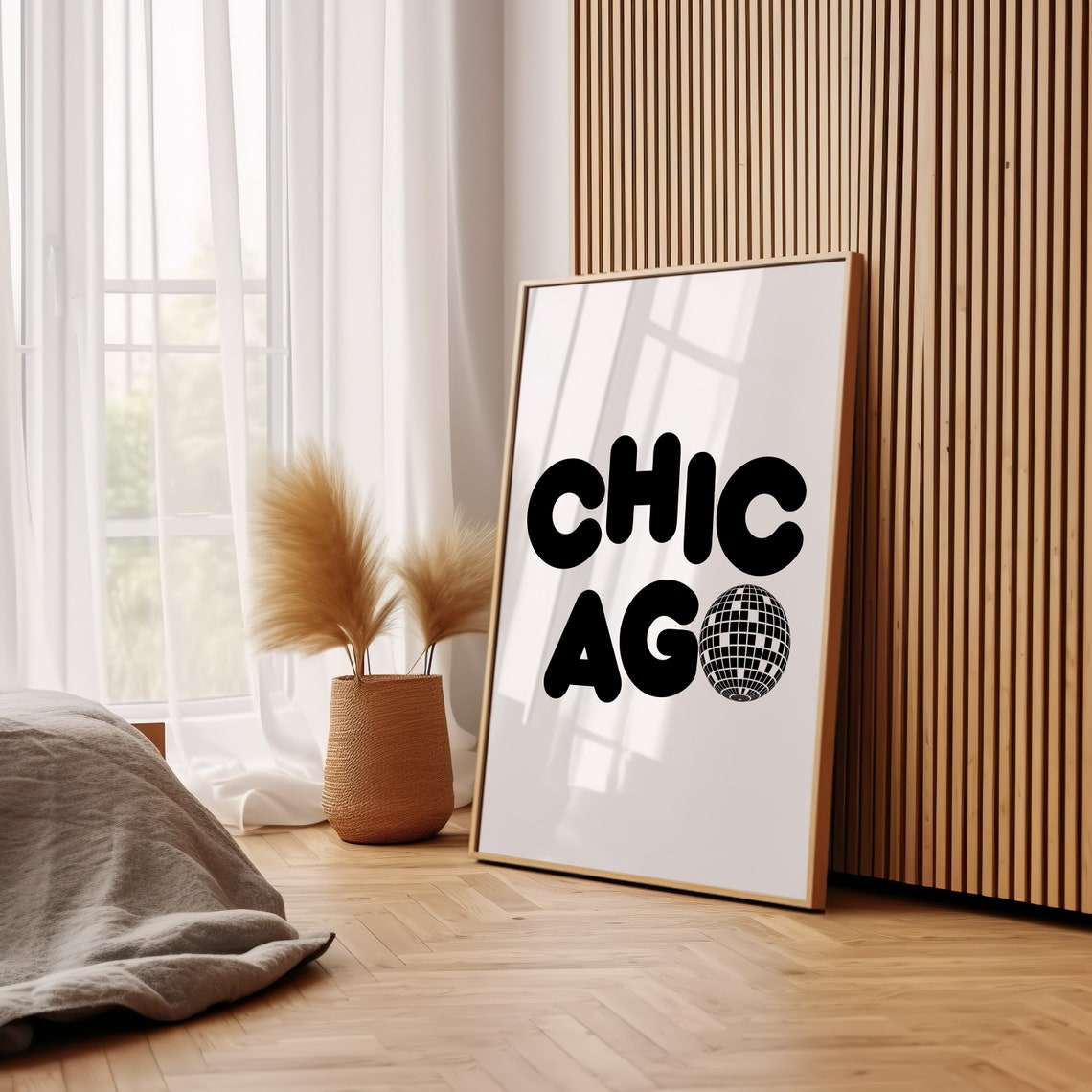 Chicago Disco Ball Black Bold Lettering Retro Travel City Poster - Image 3