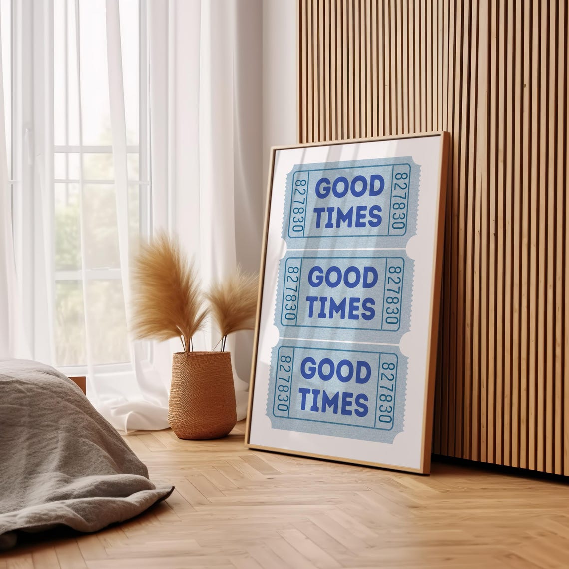 Blue Good Times Bold Retro Ticket Stub Nostalgic Decor Poster - Image 3