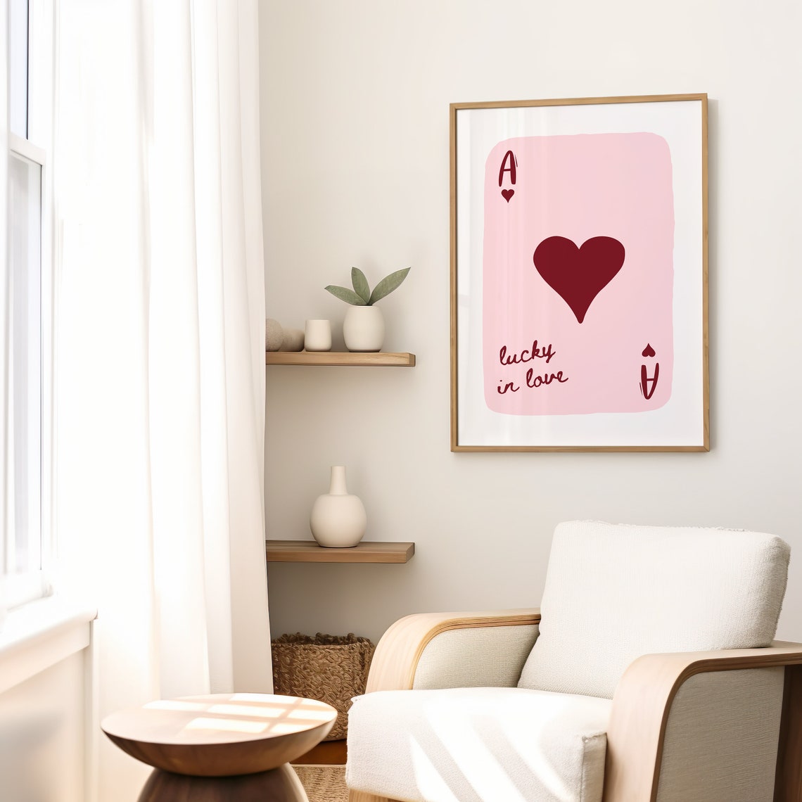 Lucky You Print Minimalist Heart Poster College Apartment Poster Cute Quote Art Luck You In Love Print Ace Of Hearts Card Print - Image 2